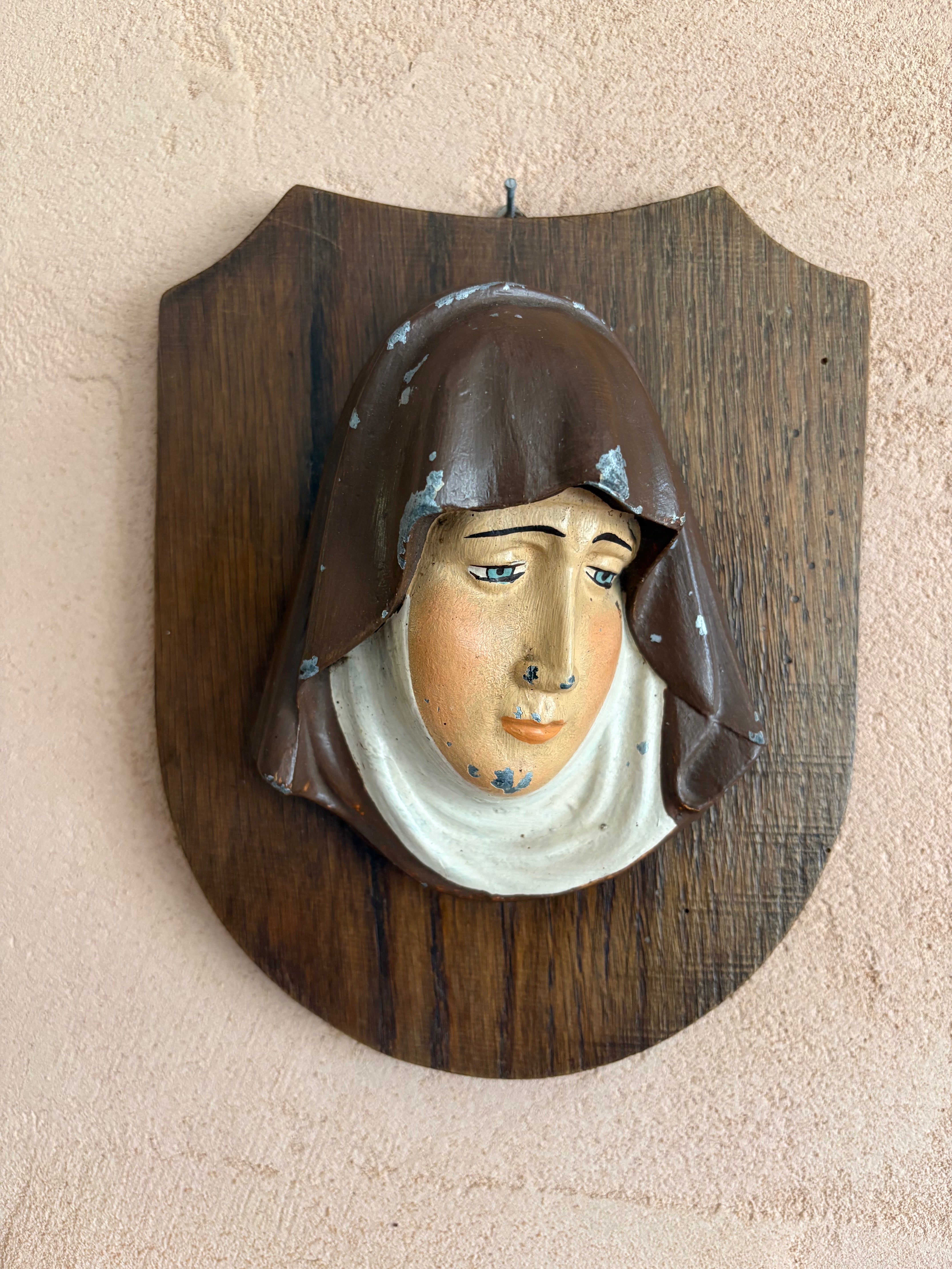 Our Lady of Sorrows vintage metal bust