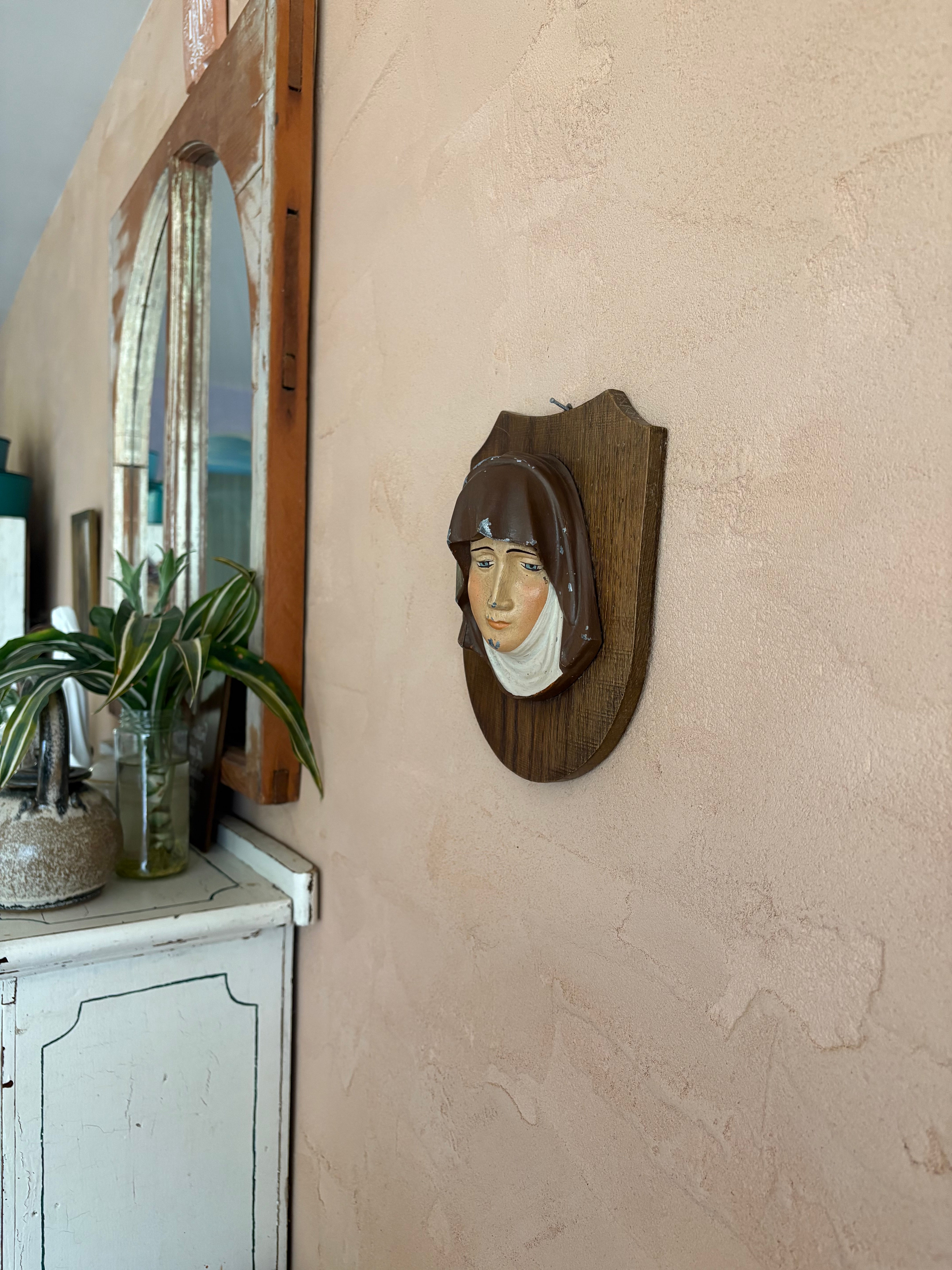 Our Lady of Sorrows vintage metal bust