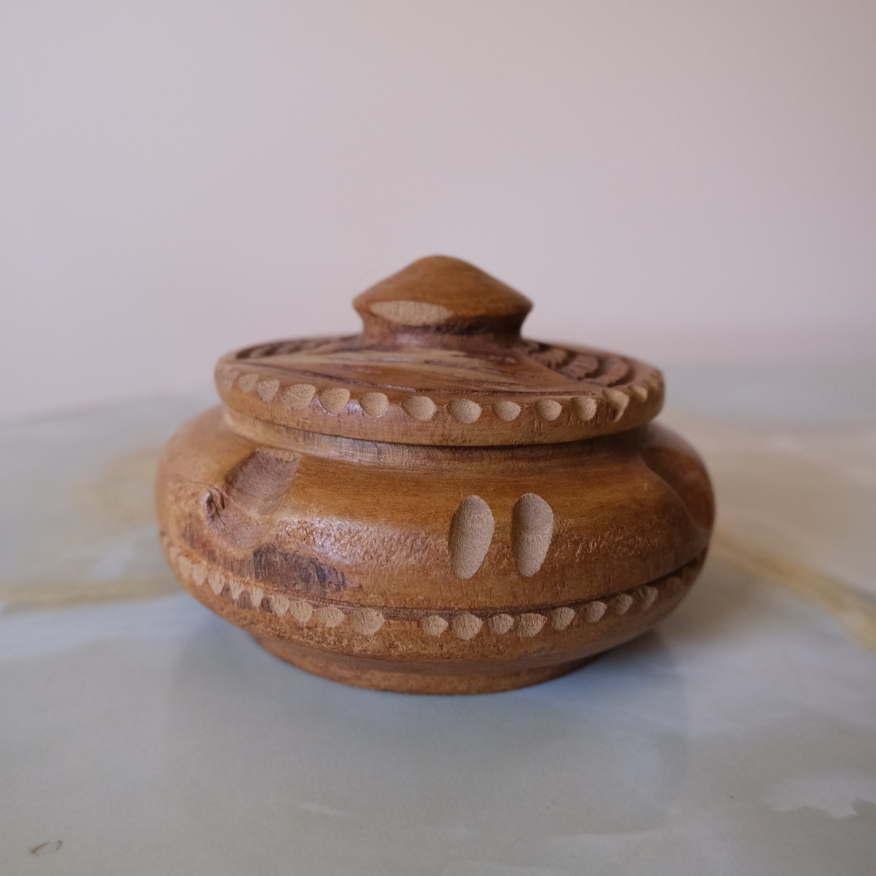 Vintage Handcarved Wooden Tea Caddy