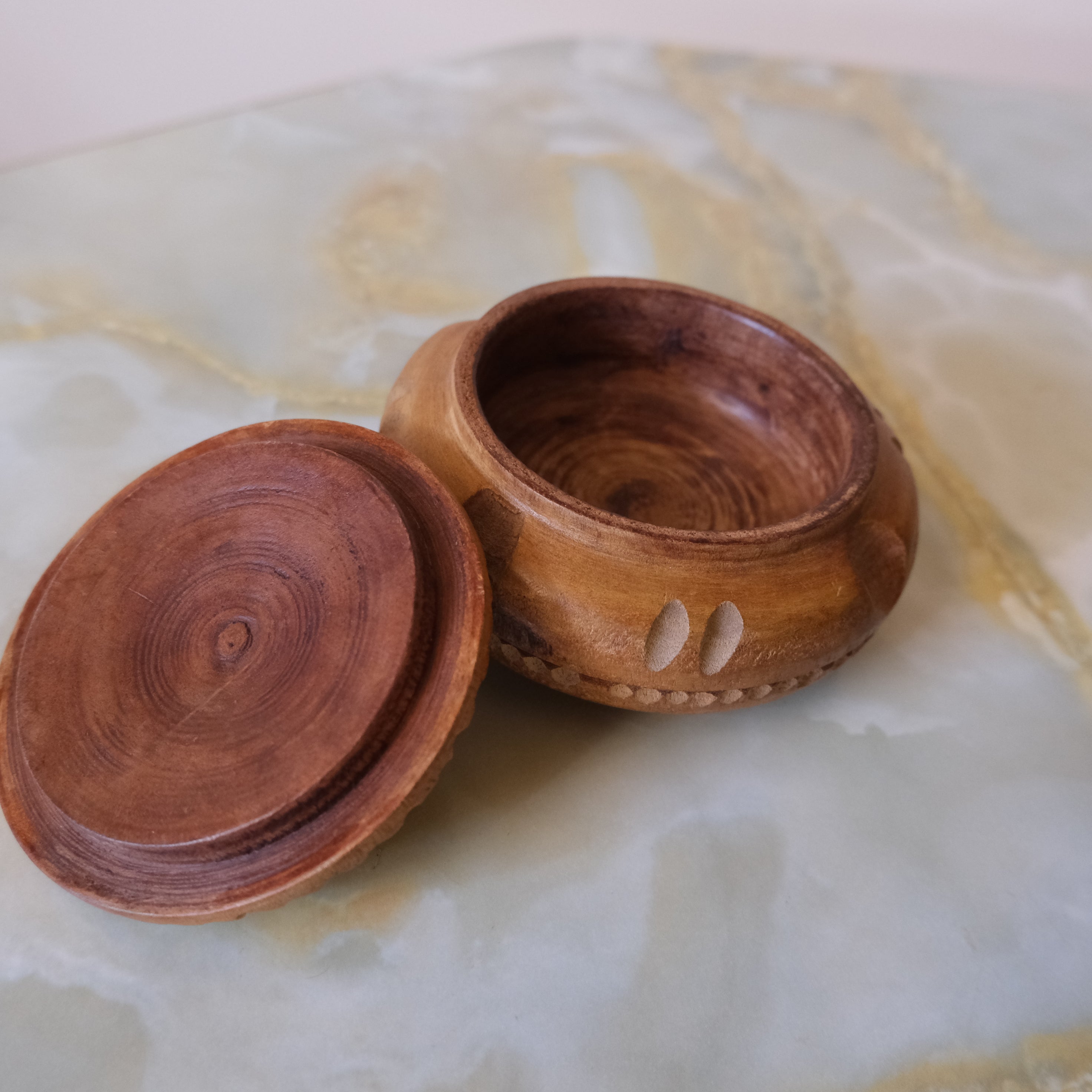Vintage Handcarved Wooden Tea Caddy