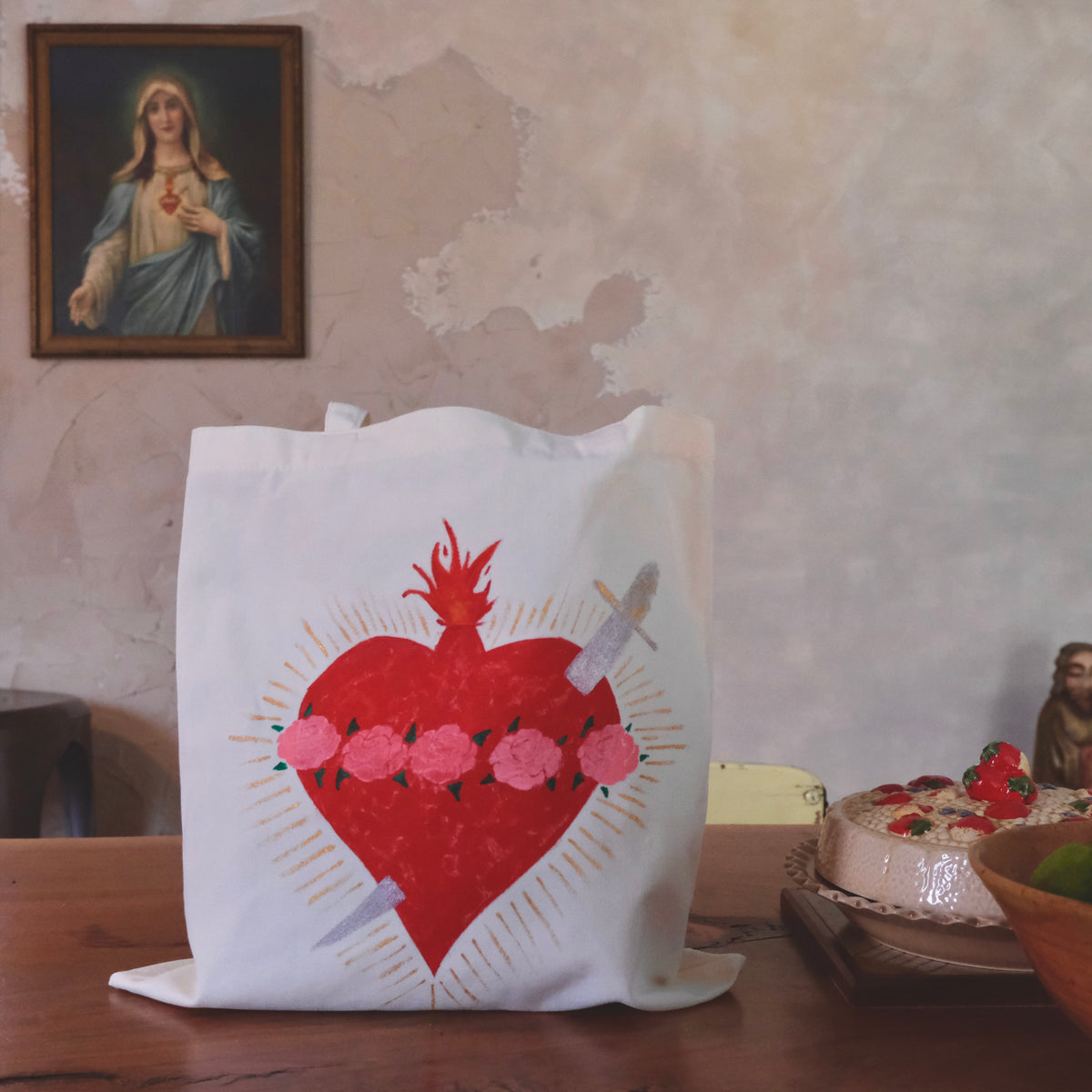 IMMACULATE HEART CANVAS TOTE BAG