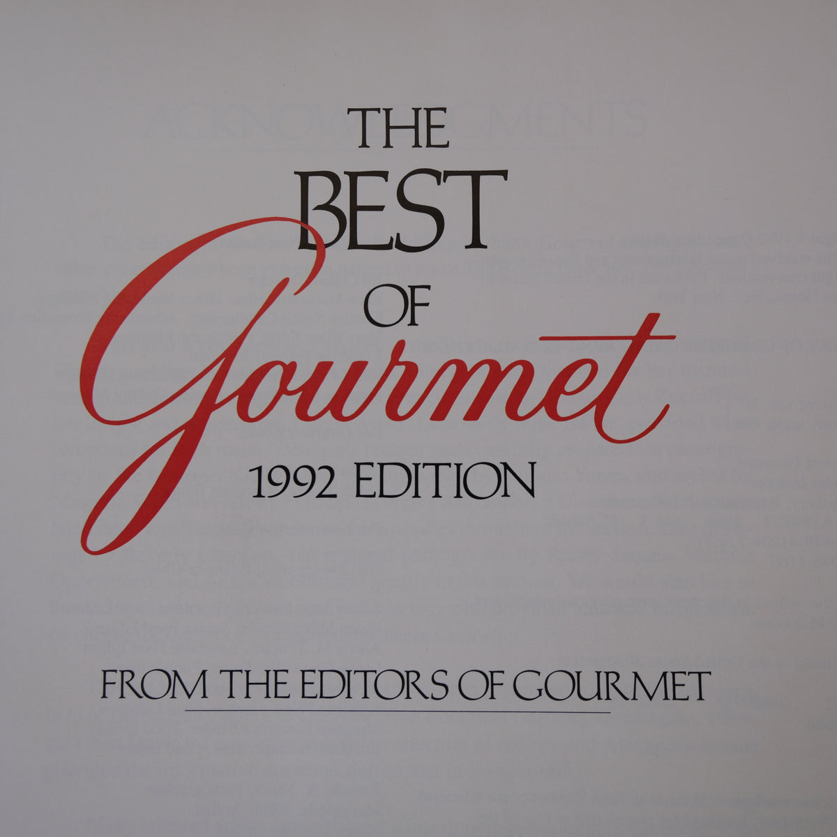 THE BEST OF GOURMET 1992 EDITION