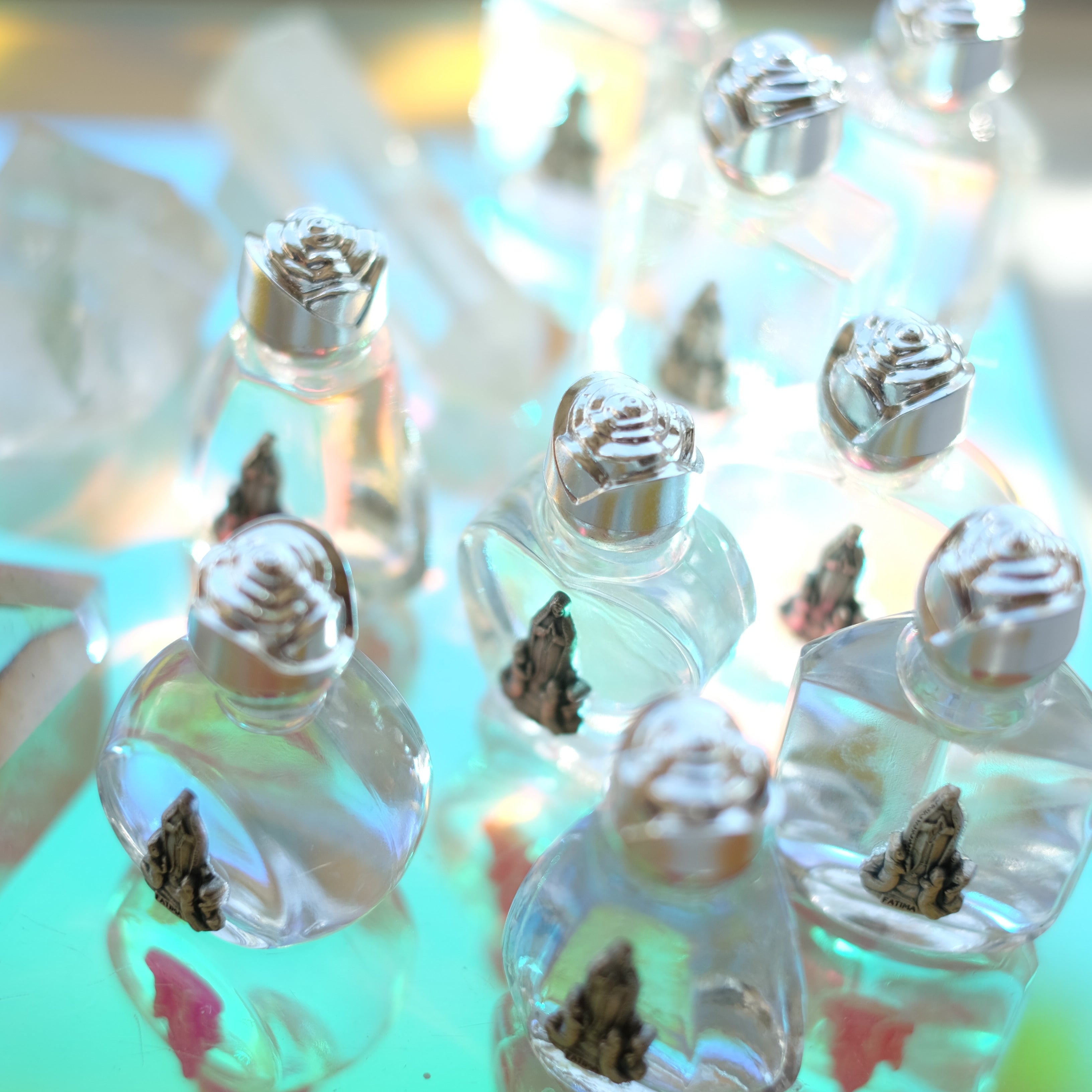 Glass bottle with Holy Water from the Sanctuary of Fatima, Portugal.
