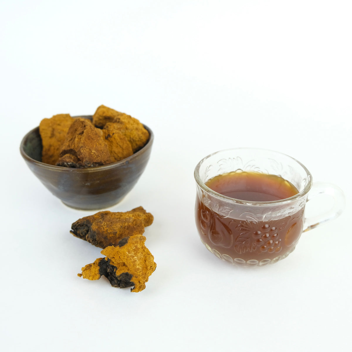 Cup of Chaga tea.. Chaga mushroom is a fungi that grows on birch trees. It has been used medicinally for hundreds of years & is considered the most potent antioxidant on this planet.