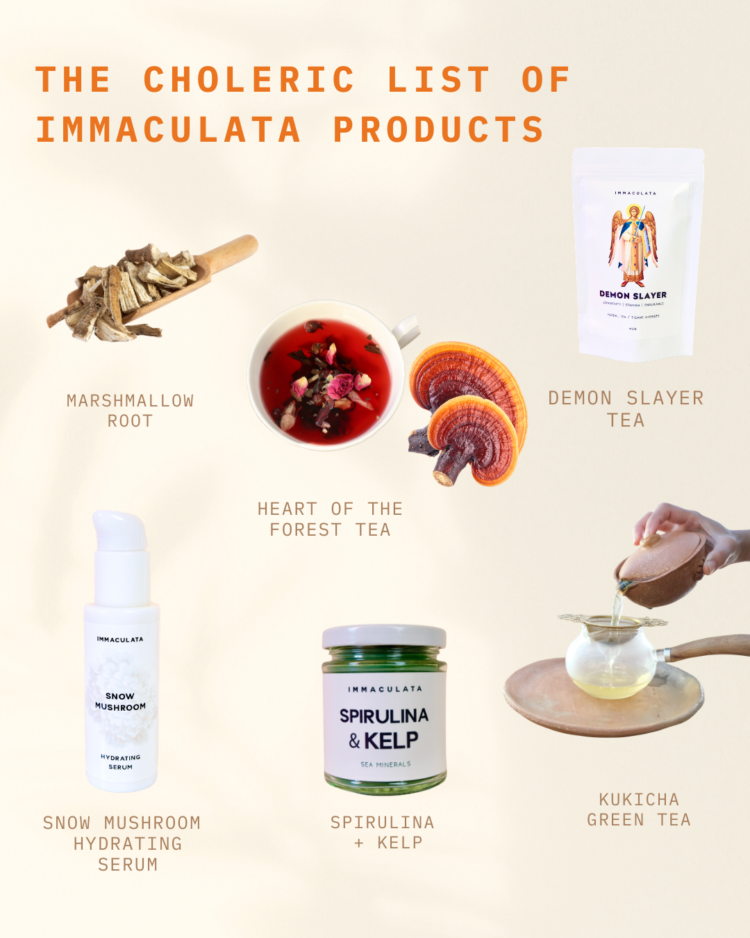 THE CHOLERIC LIST OF IMMACULATA PRODUCTS