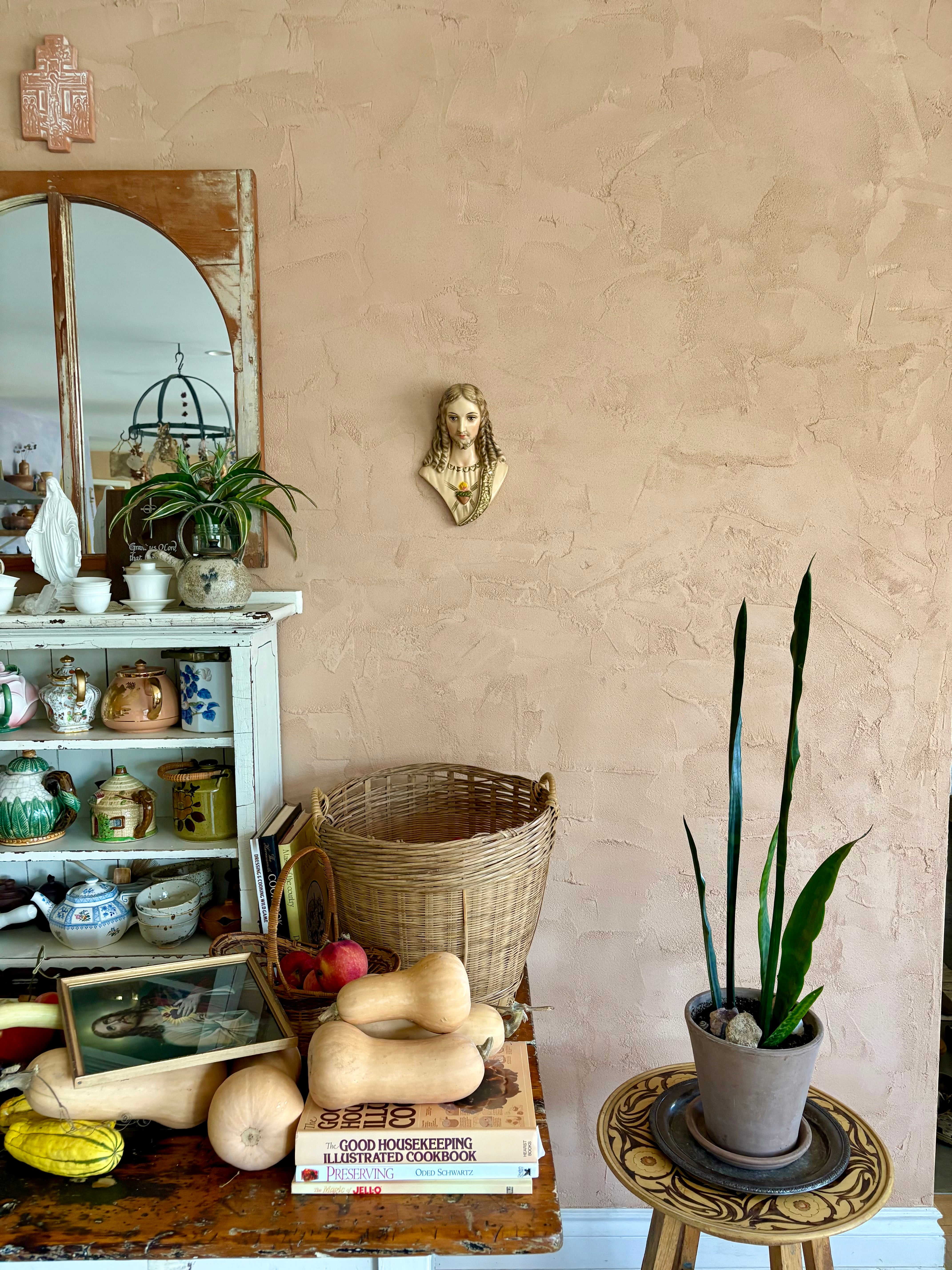 Sacred Heart of Jesus vintage chalk ware bust