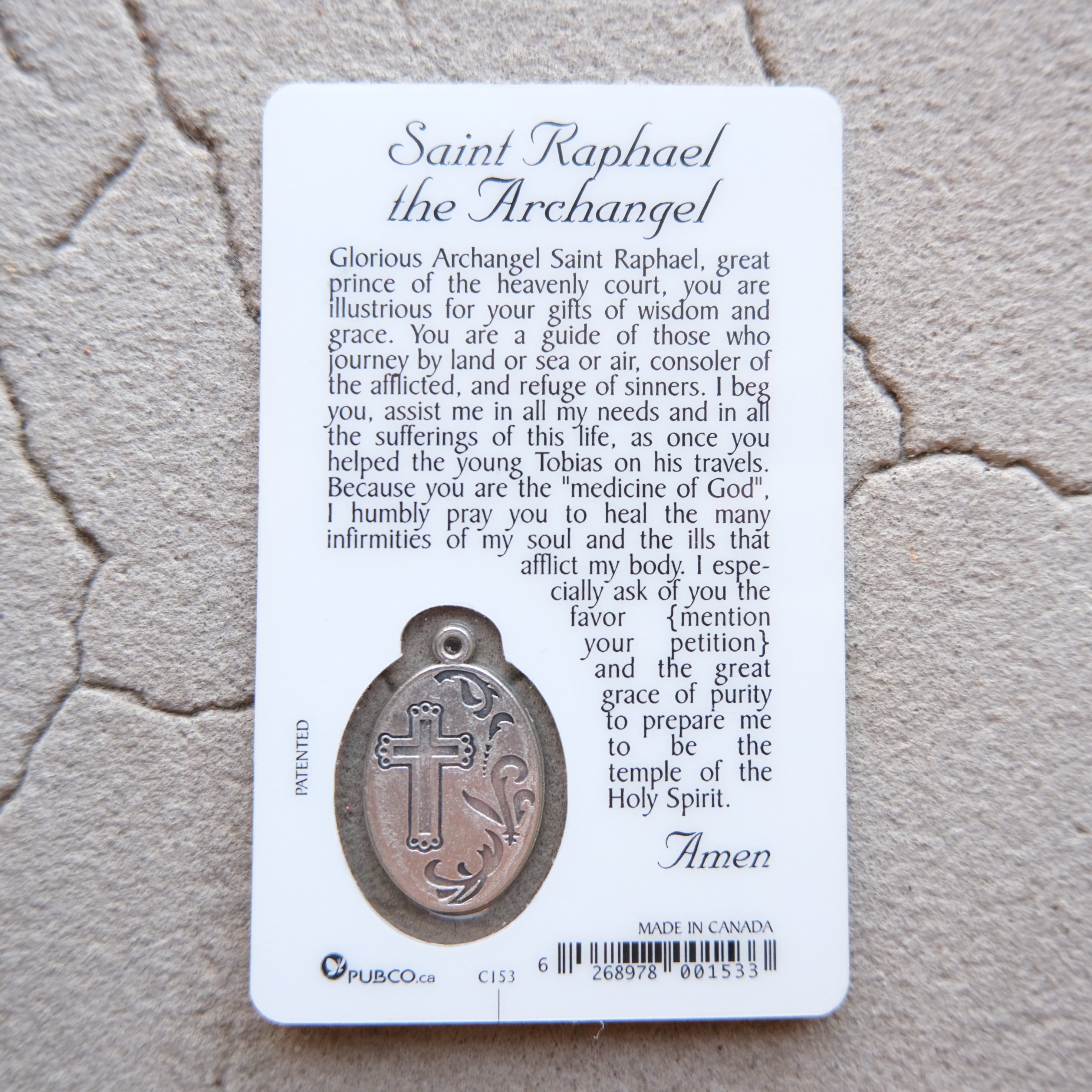 SAINT RAPHAEL THE ARCHANGEL PRAYER CARD