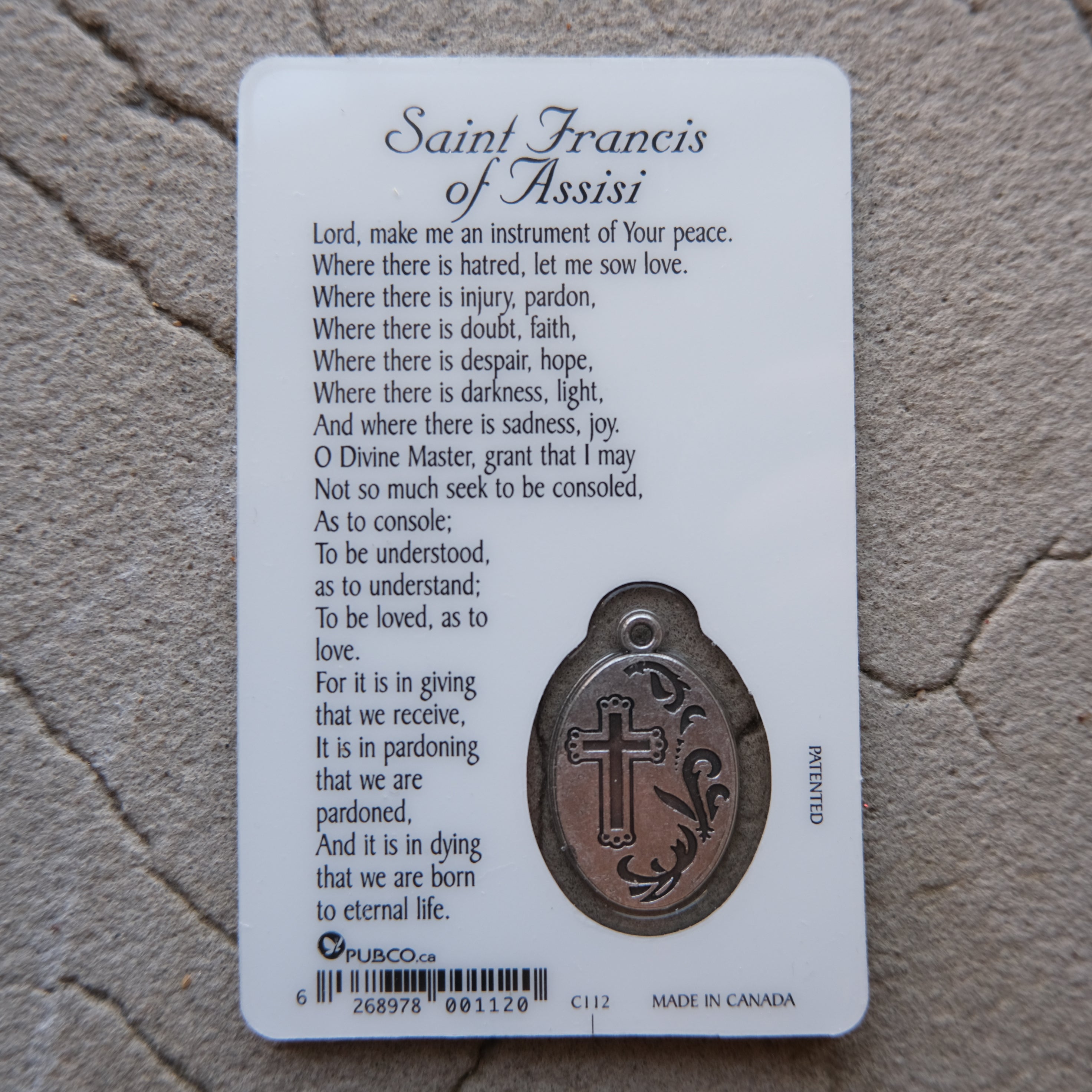 SAINT FRANCIS OF ASSISI PRAYER CARD