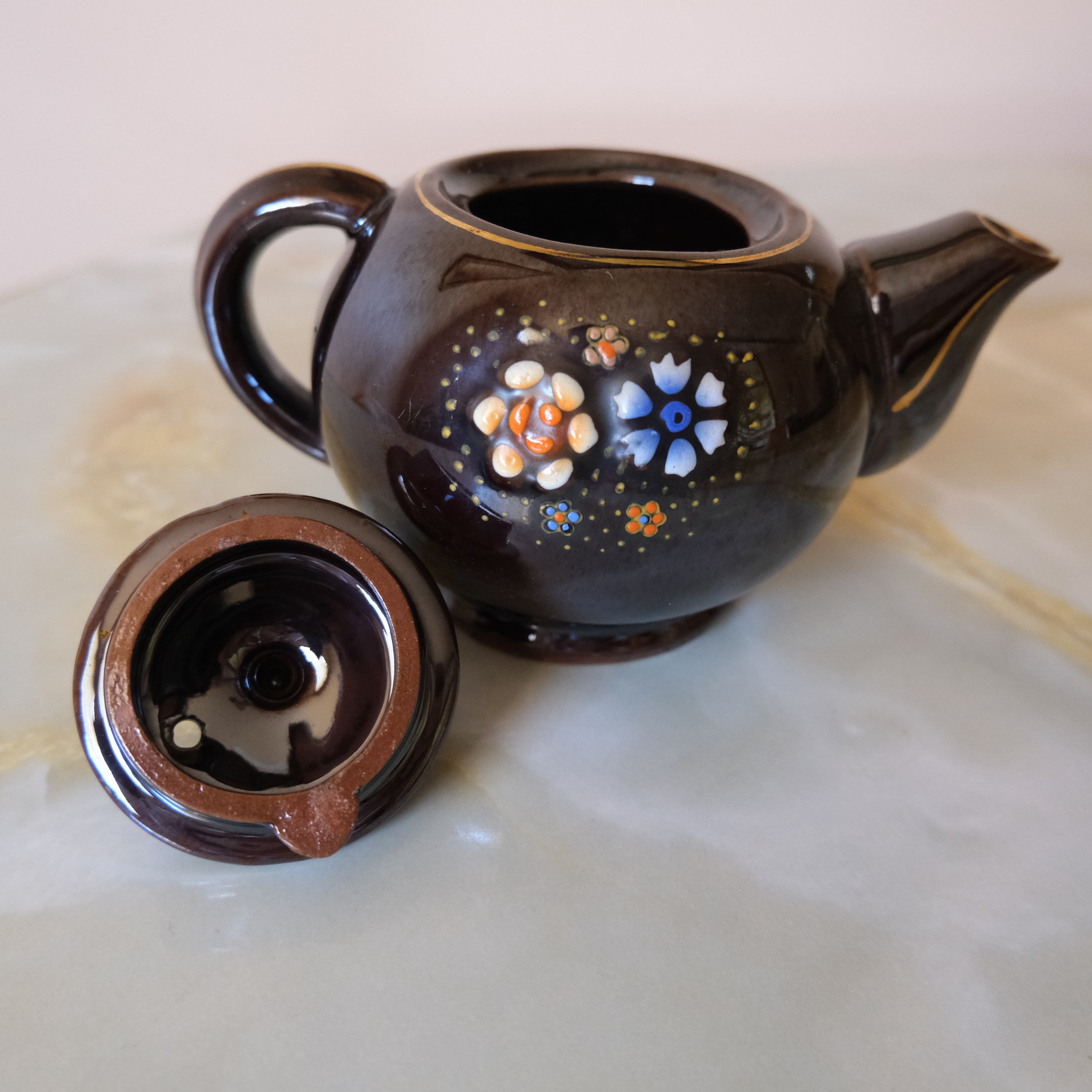 Vintage Handpainted Ceramic Teapot