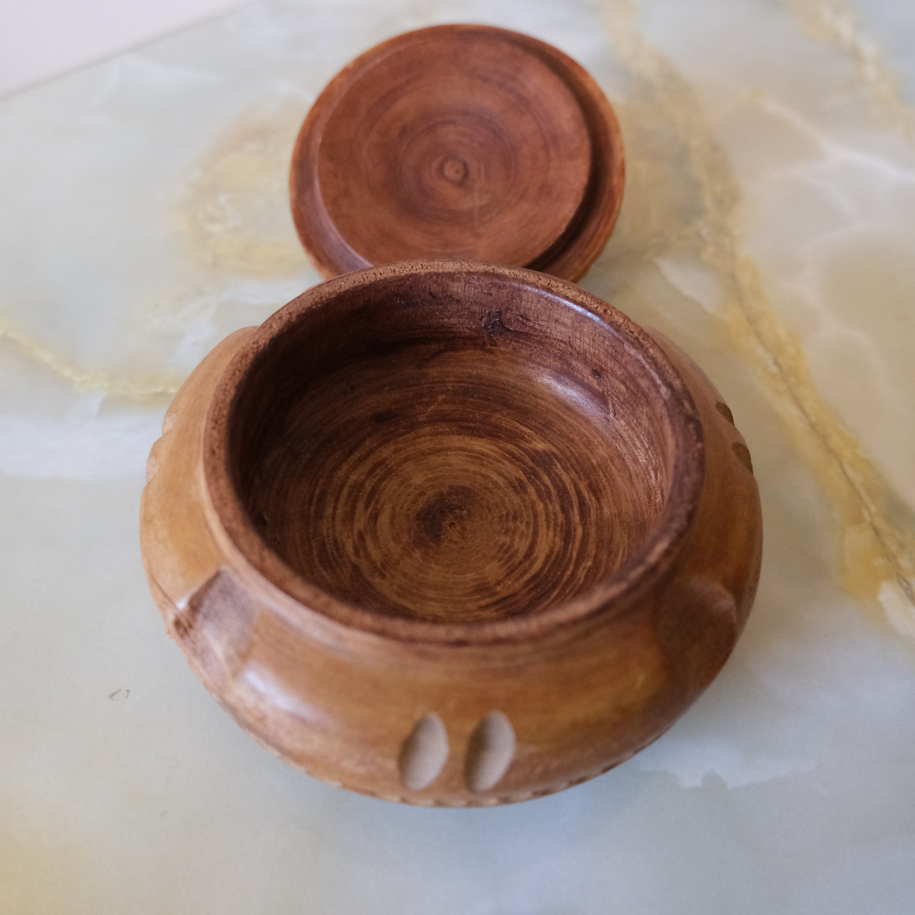 Vintage Handcarved Wooden Tea Caddy