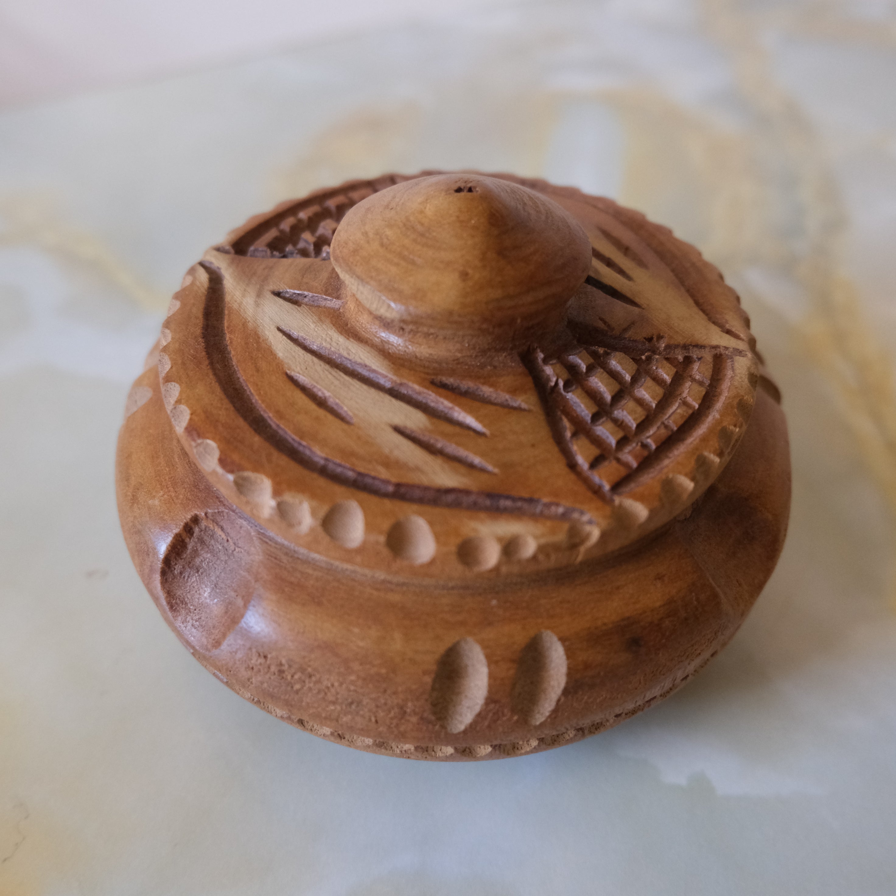 Vintage Handcarved Wooden Tea Caddy