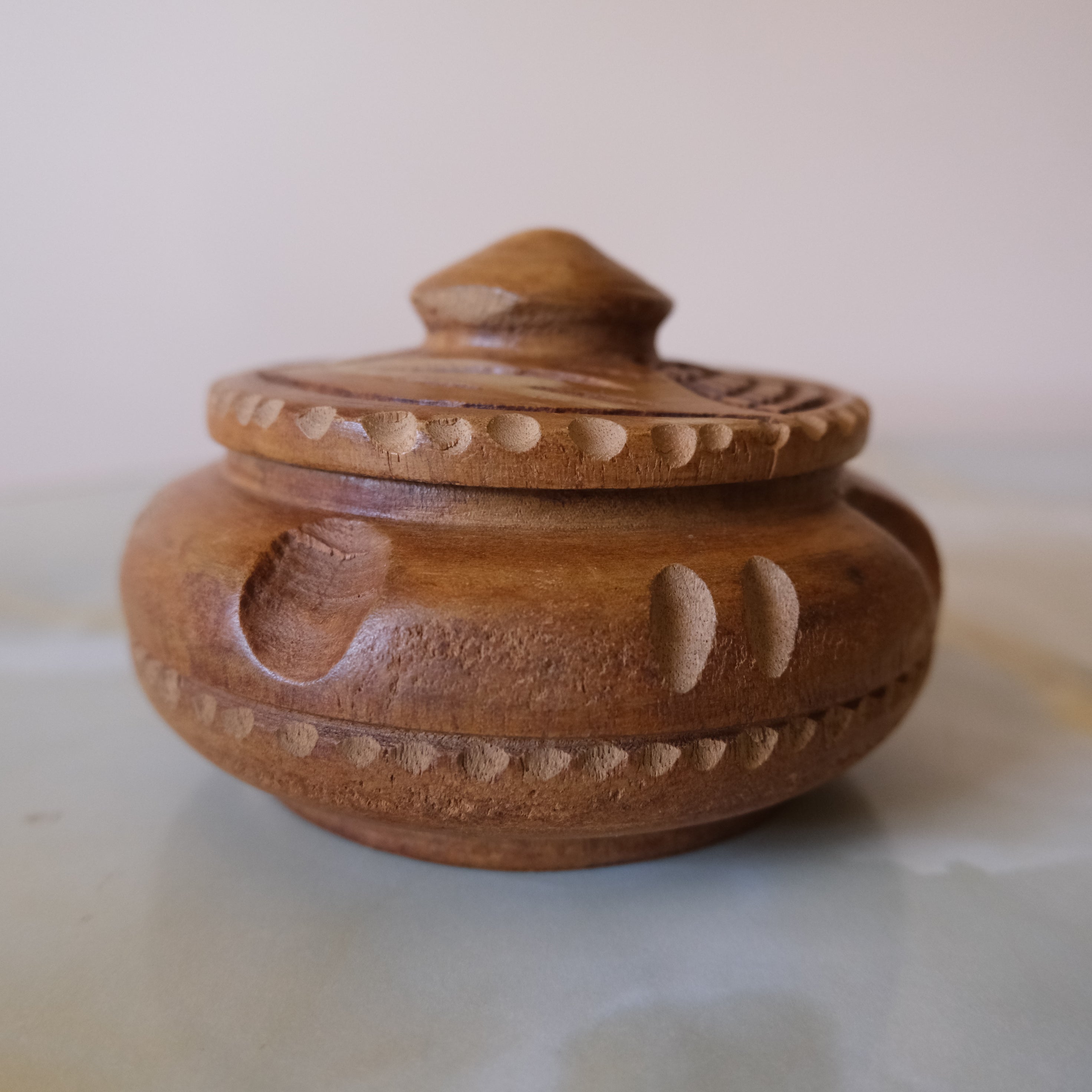 Vintage Handcarved Wooden Tea Caddy