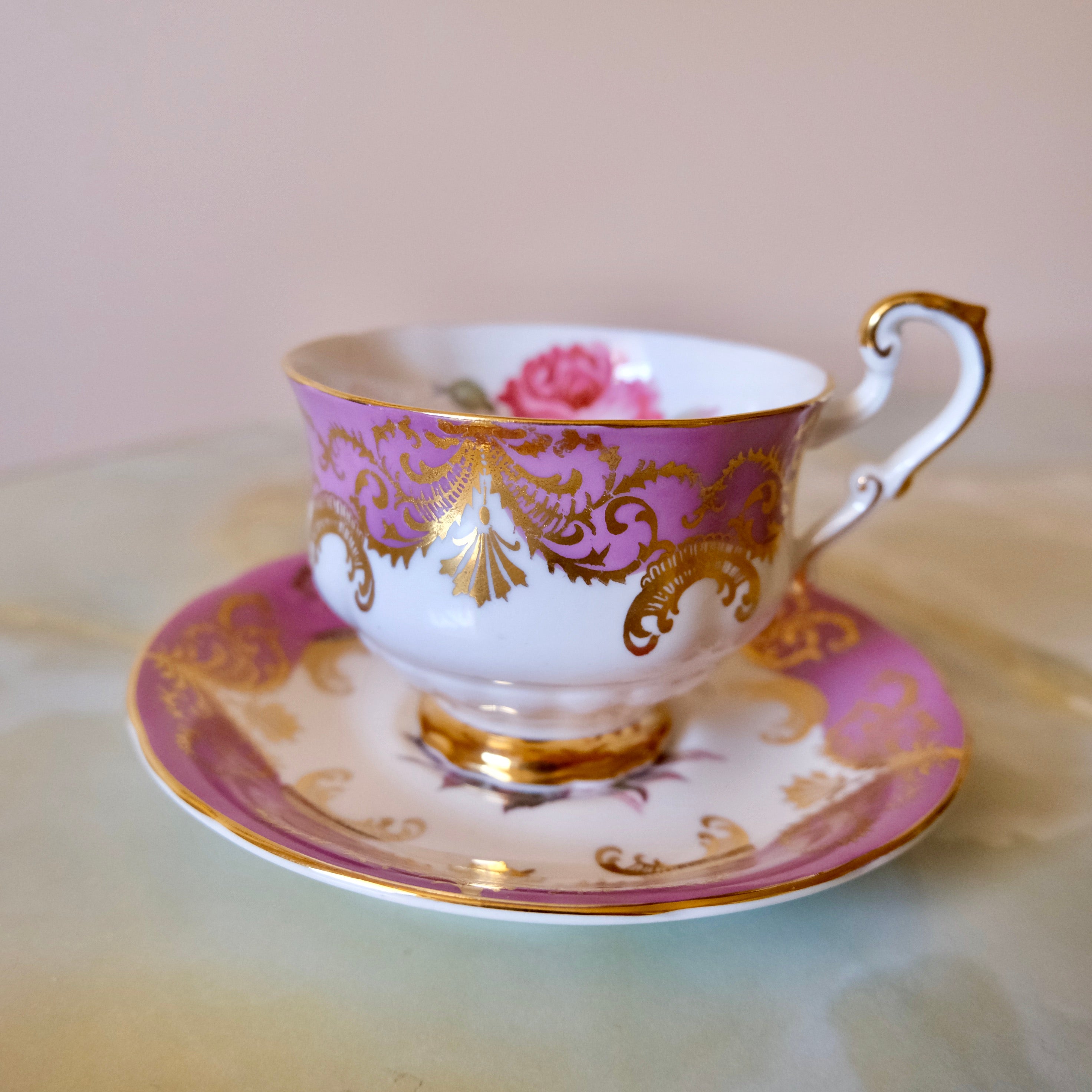 Paragon Bone China Tea Cup and Saucer: Antique Rose