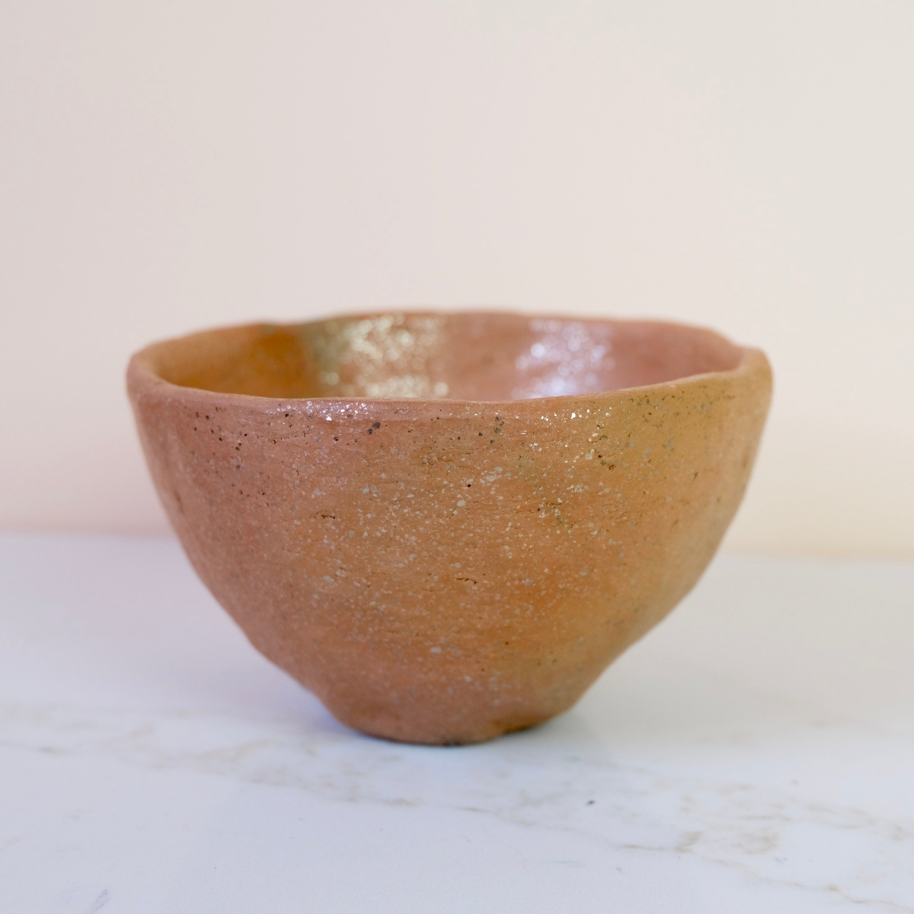 Pit Fired Earthenware Tea Bowl No. 10 | Sparkling Red Clay