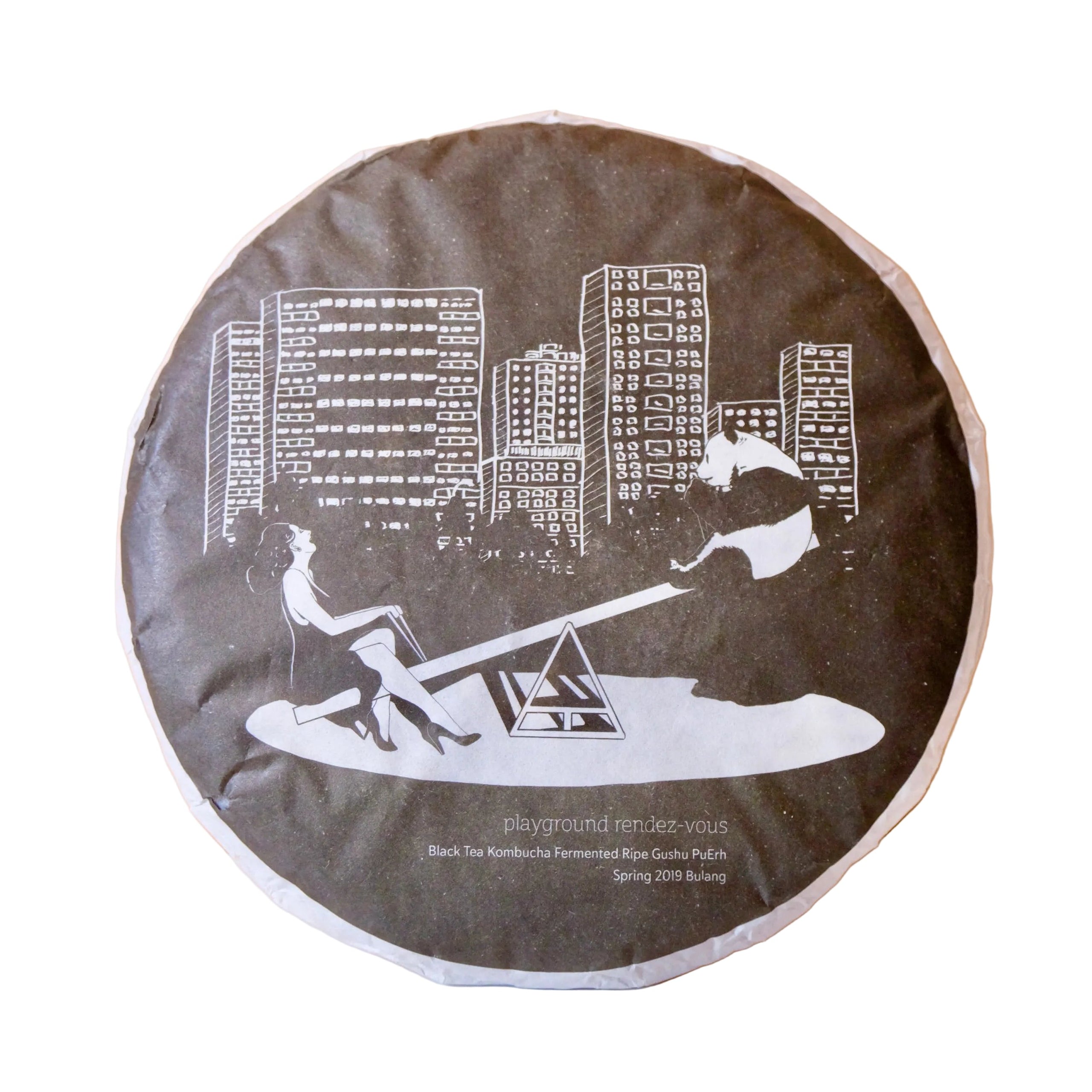 Tea cake with cityscape and seesaw design 