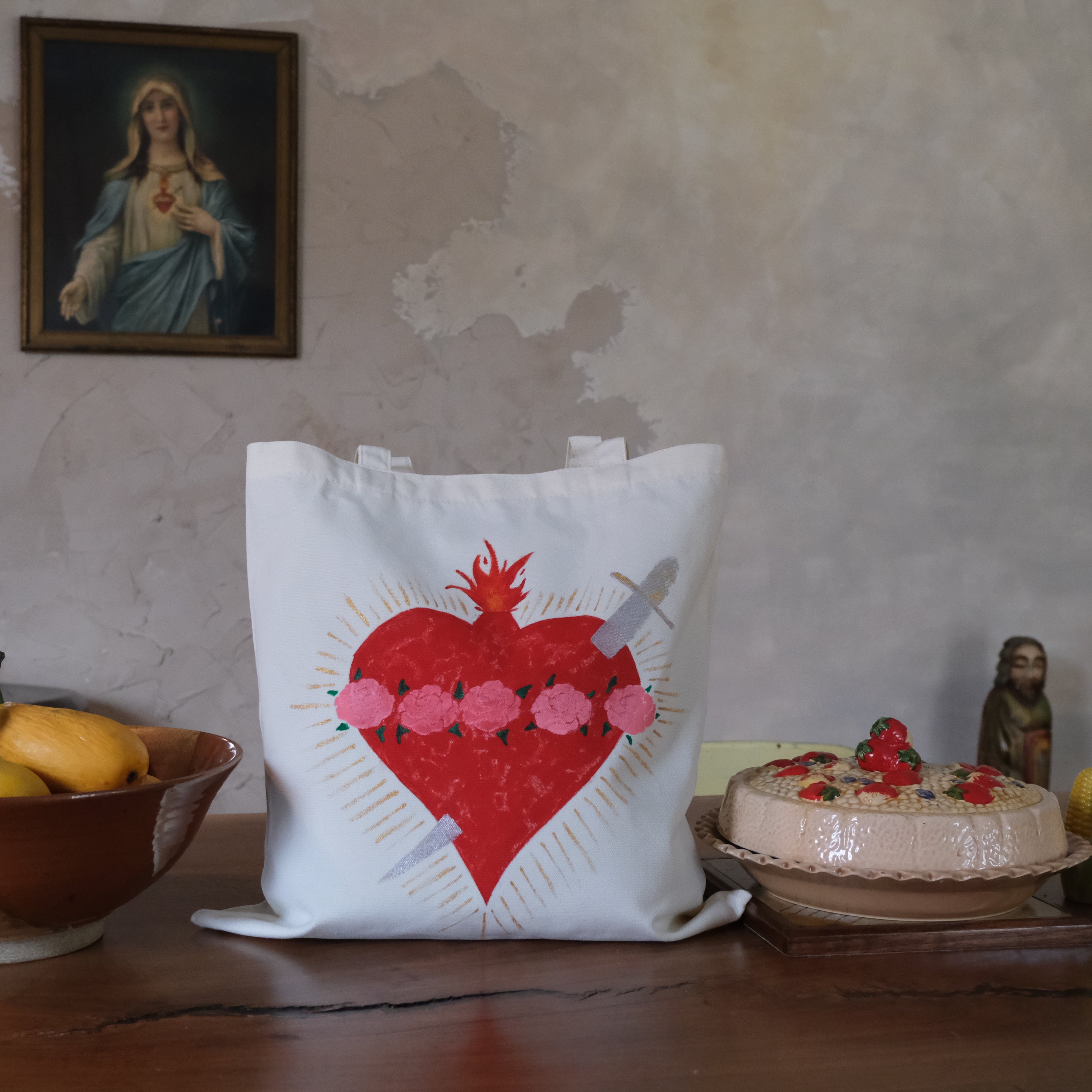 IMMACULATE HEART CANVAS TOTE BAG