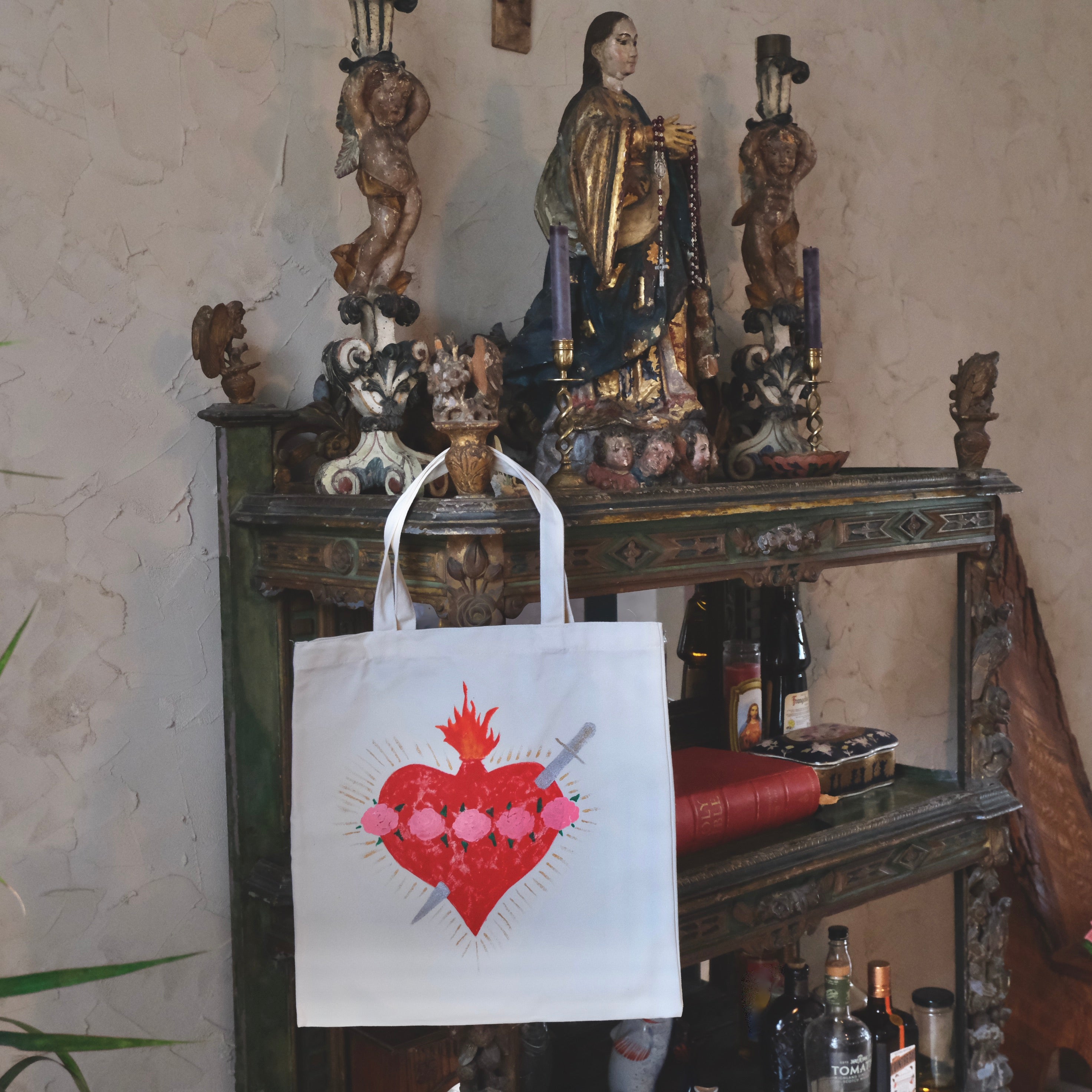 IMMACULATE HEART CANVAS TOTE BAG