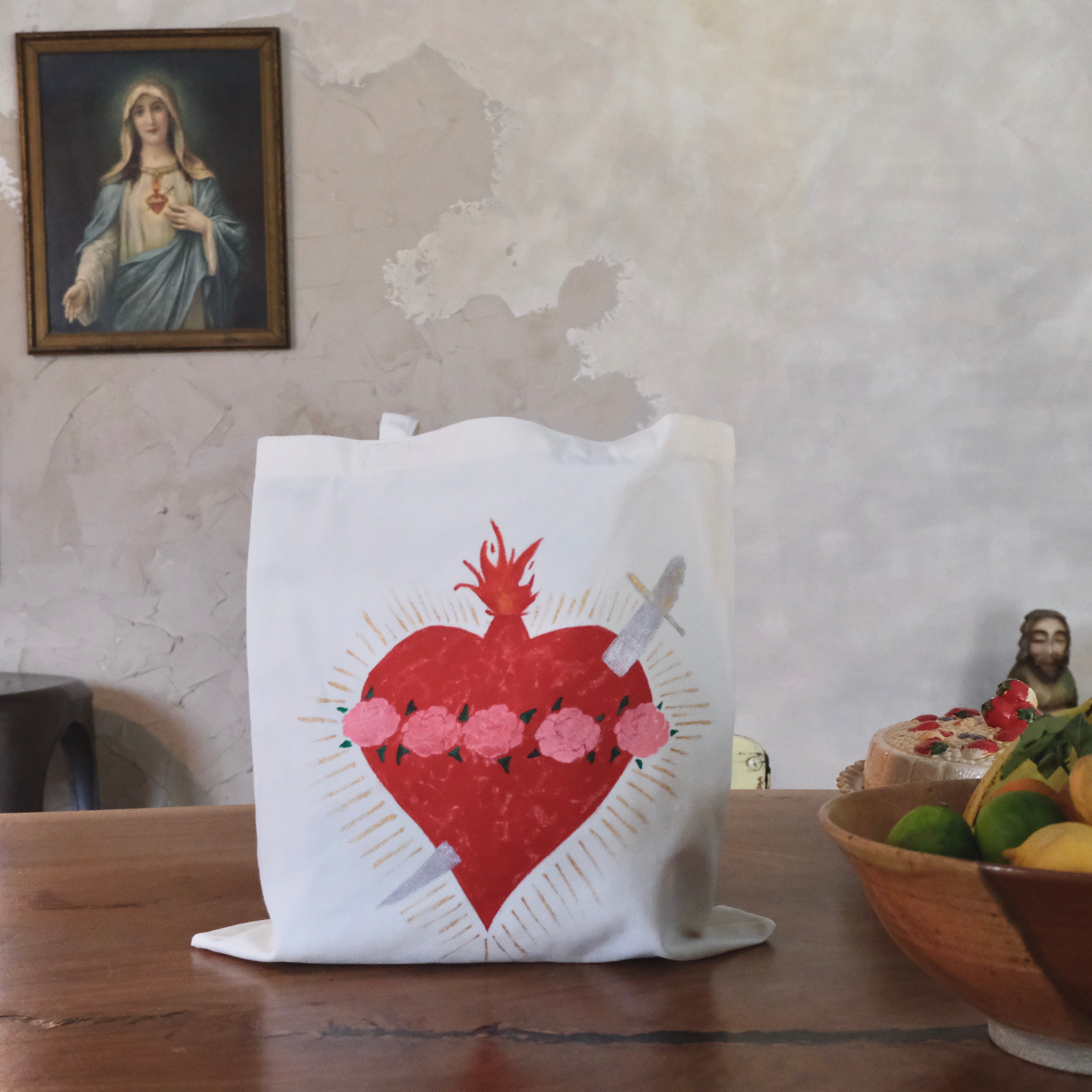 IMMACULATE HEART CANVAS TOTE BAG