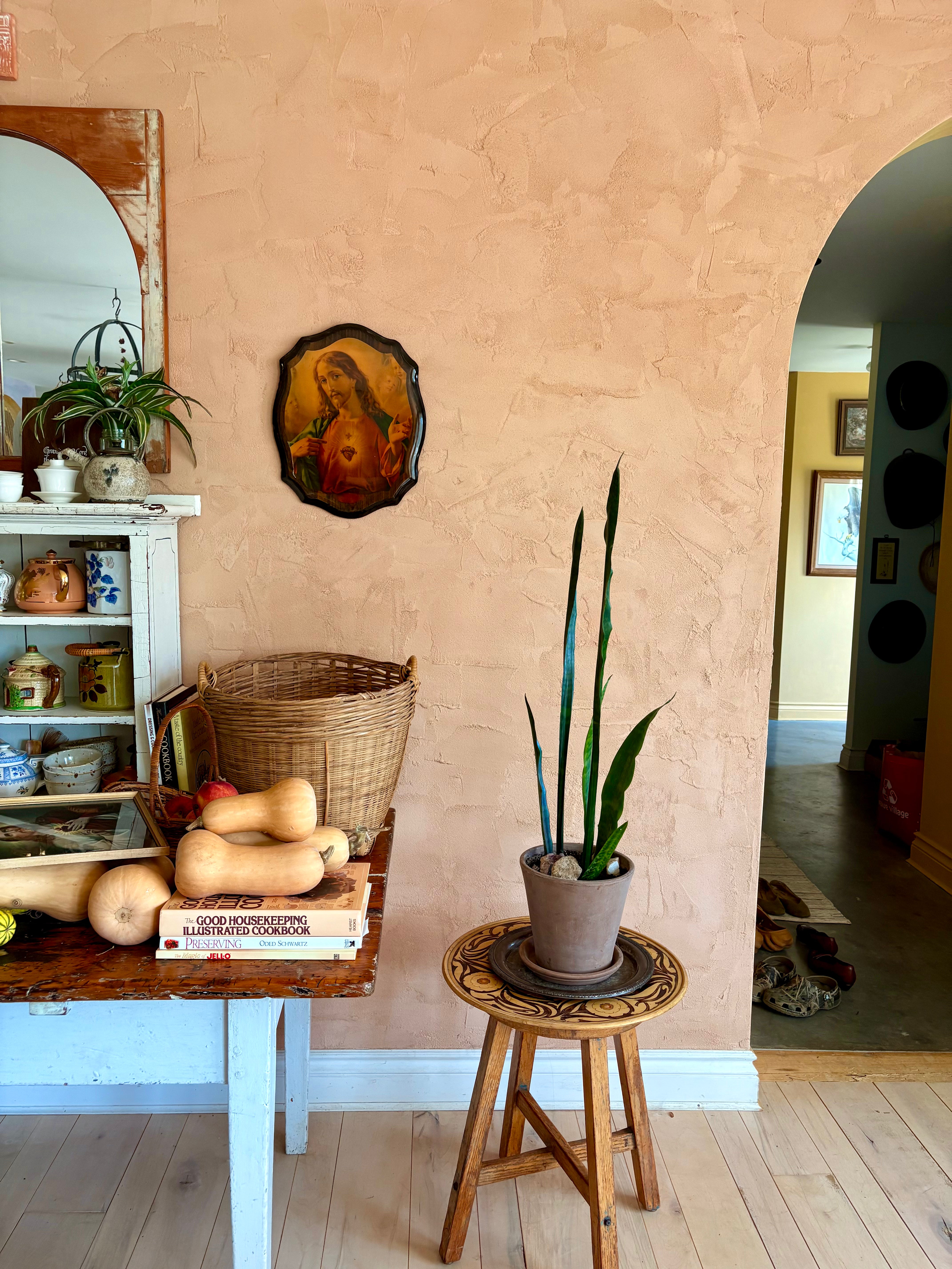 Sacred Heart of Jesus vintage image on wood