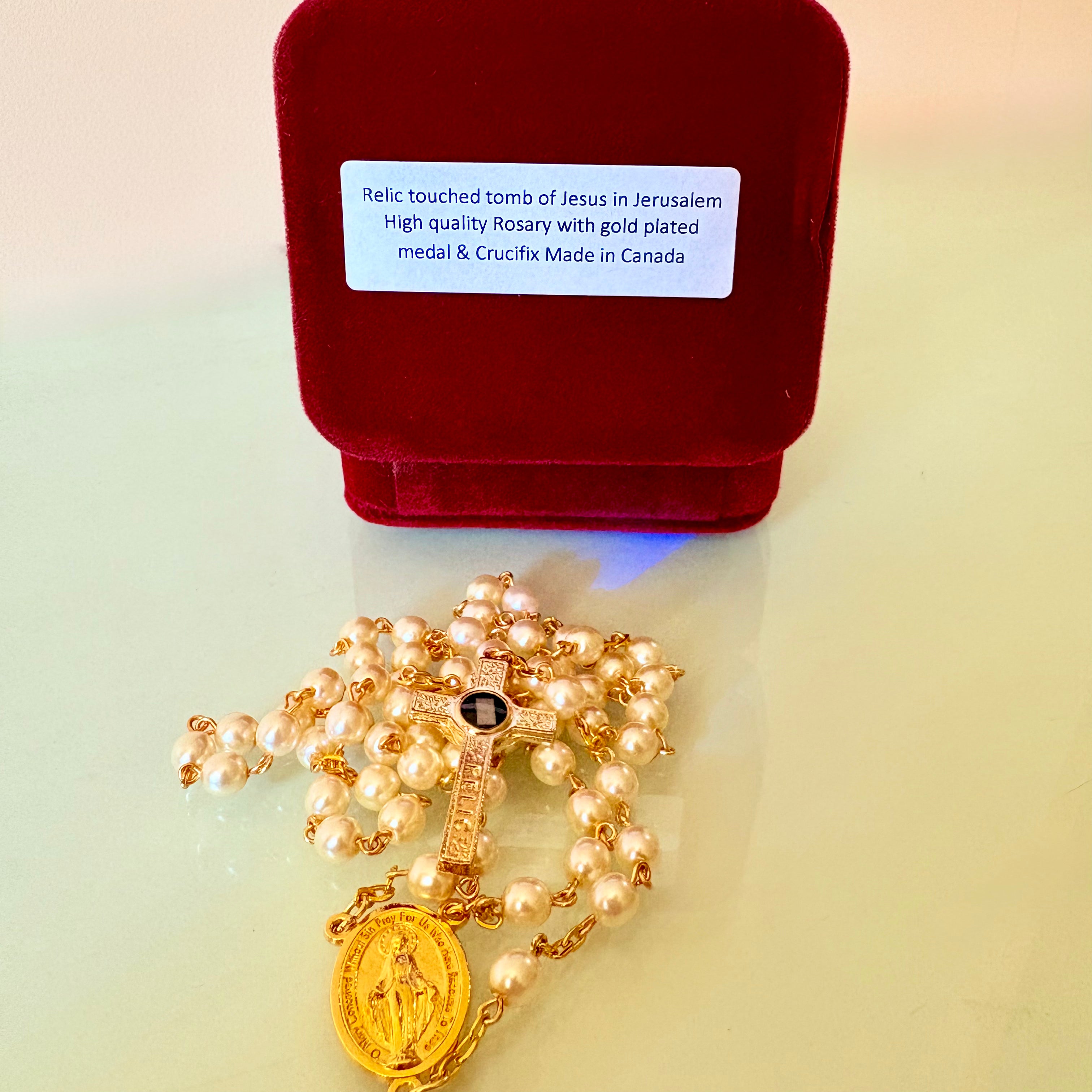 MIRACULOUS MEDAL ROSARY TOUCHED TO THE TOMB OF JESUS