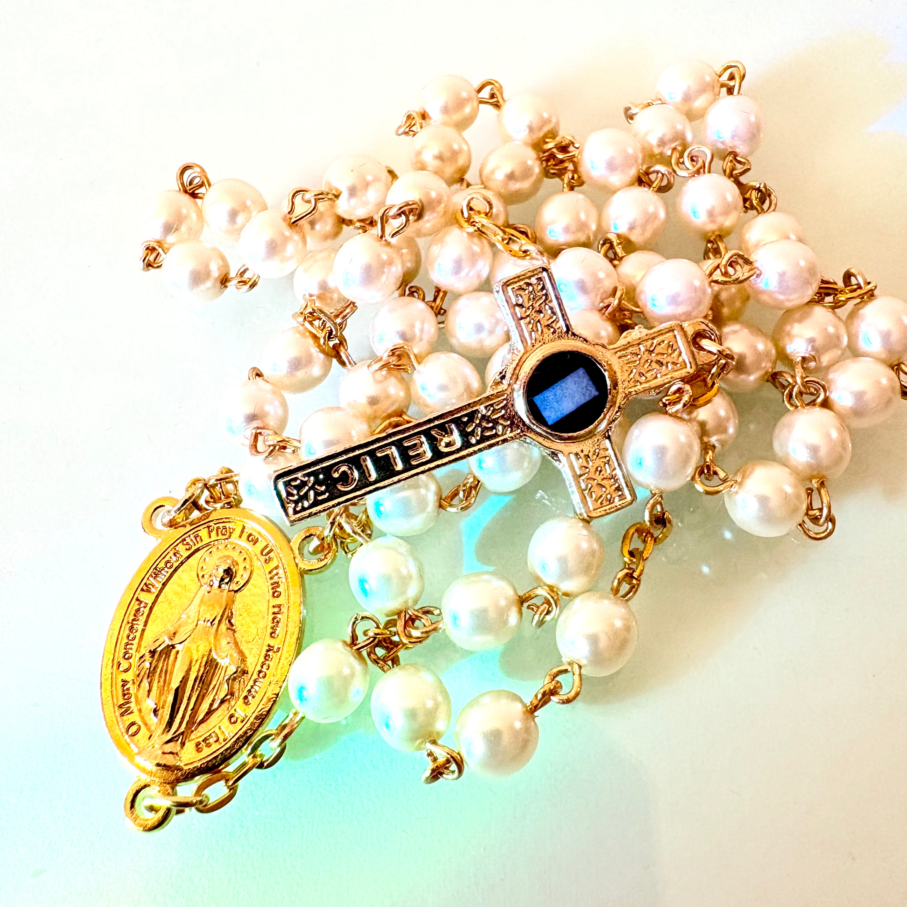 MIRACULOUS MEDAL ROSARY TOUCHED TO THE TOMB OF JESUS