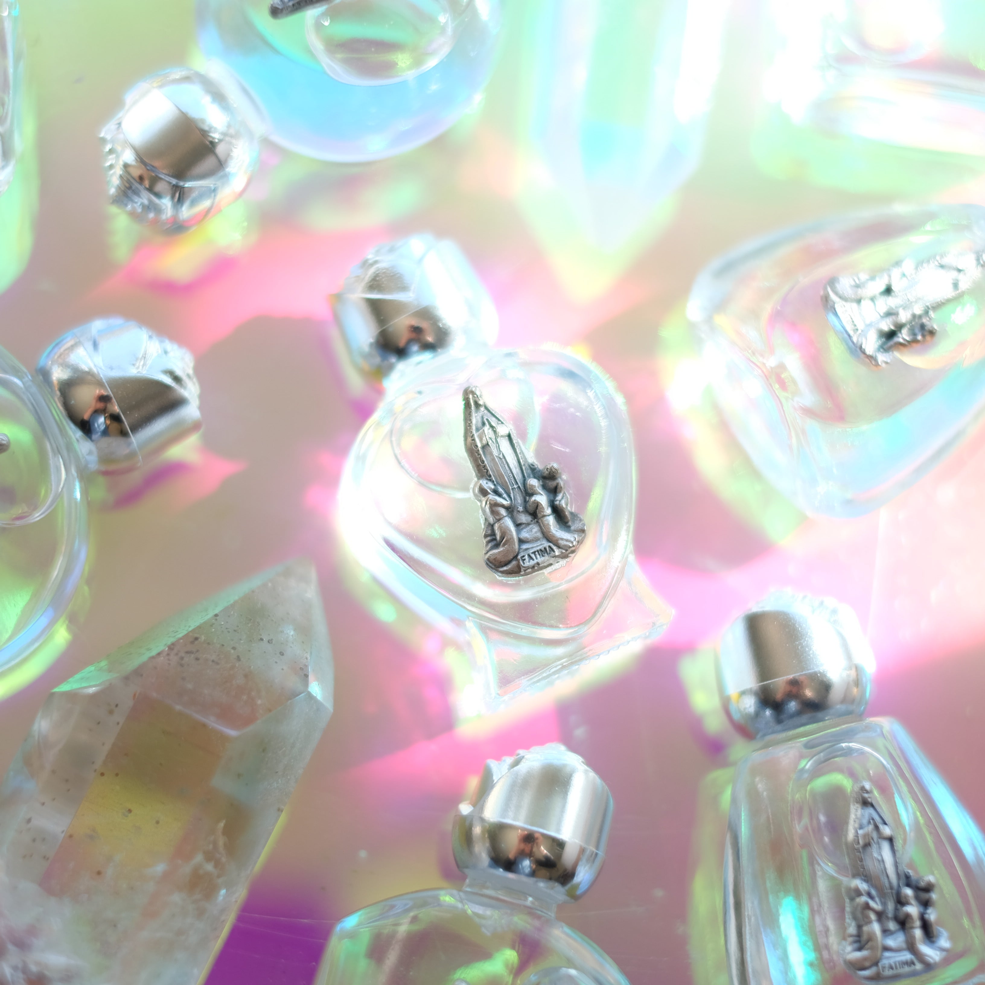 Glass bottle with Holy Water from the Sanctuary of Fatima, Portugal.