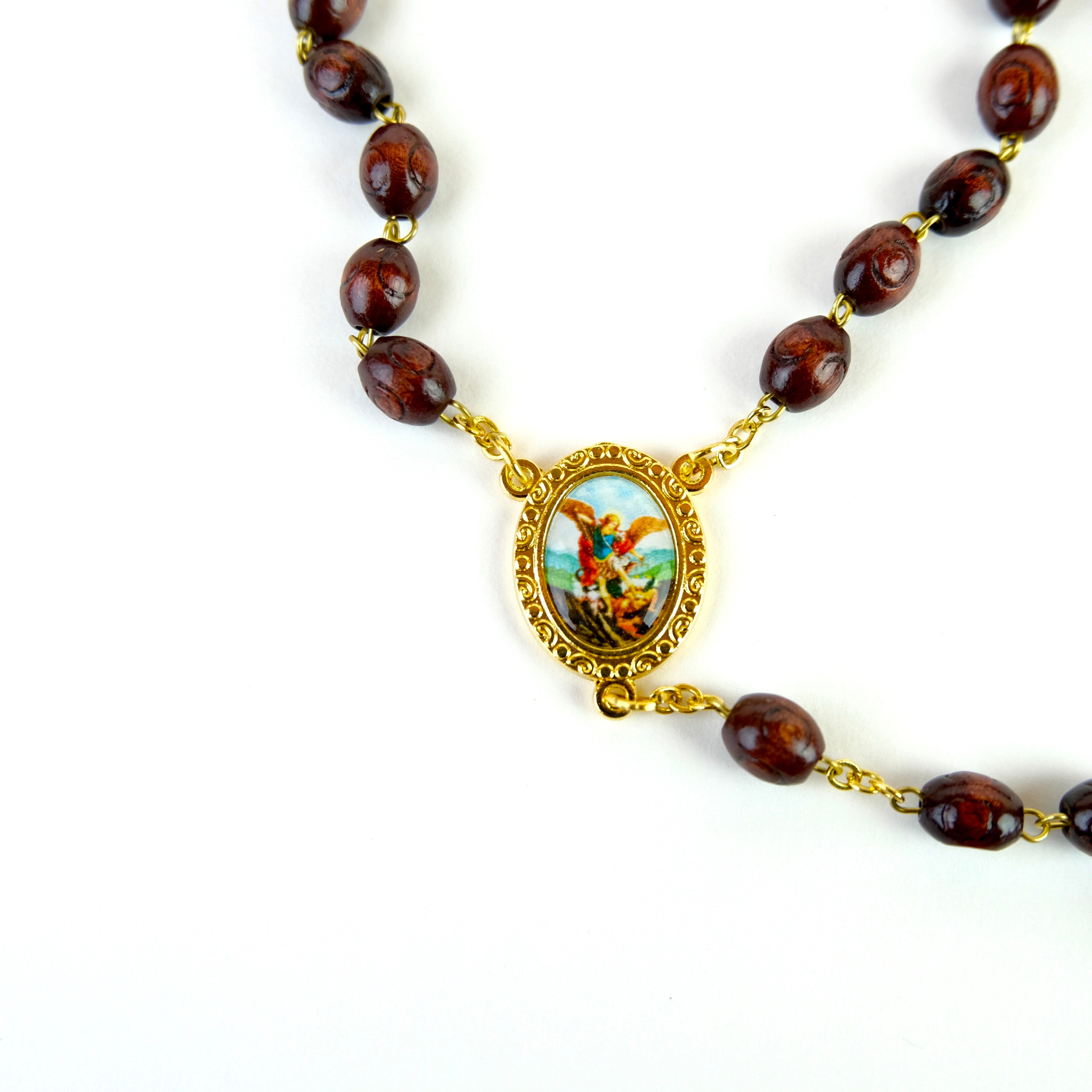 SAINT MICHAEL THE ARCHANGEL WOODEN ROSARY